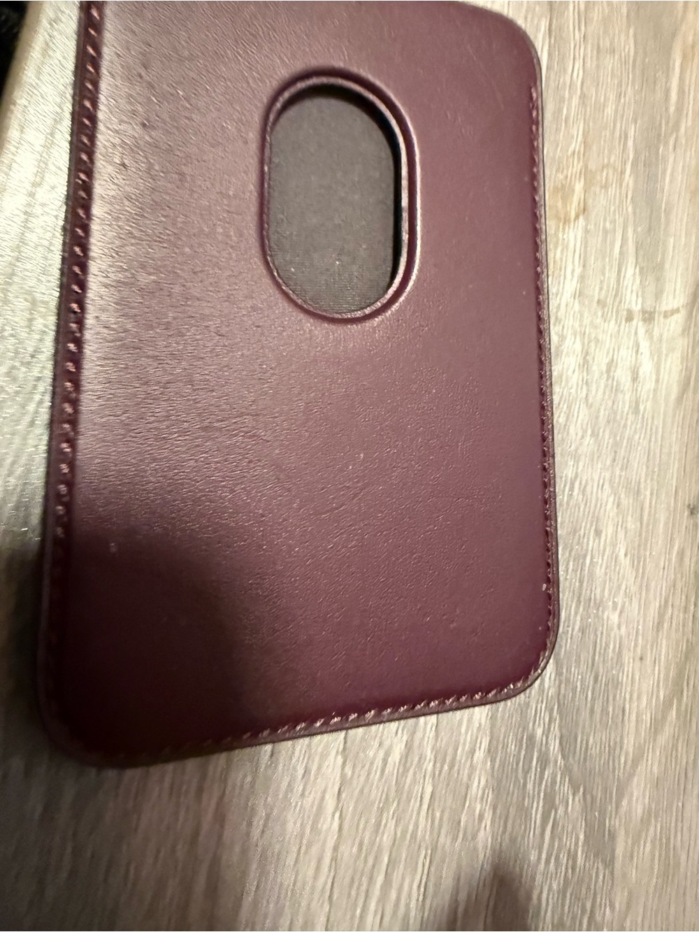 Apple Leather Card Sleeve in Plum magnet was $53